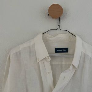 Massimo Dutti XL White Linen Shirt
